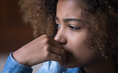 trauma-children-v1 Sad concerned teenage girl thinking over problems, bad news, going through stress, anxiety, emotional trauma, abuse.